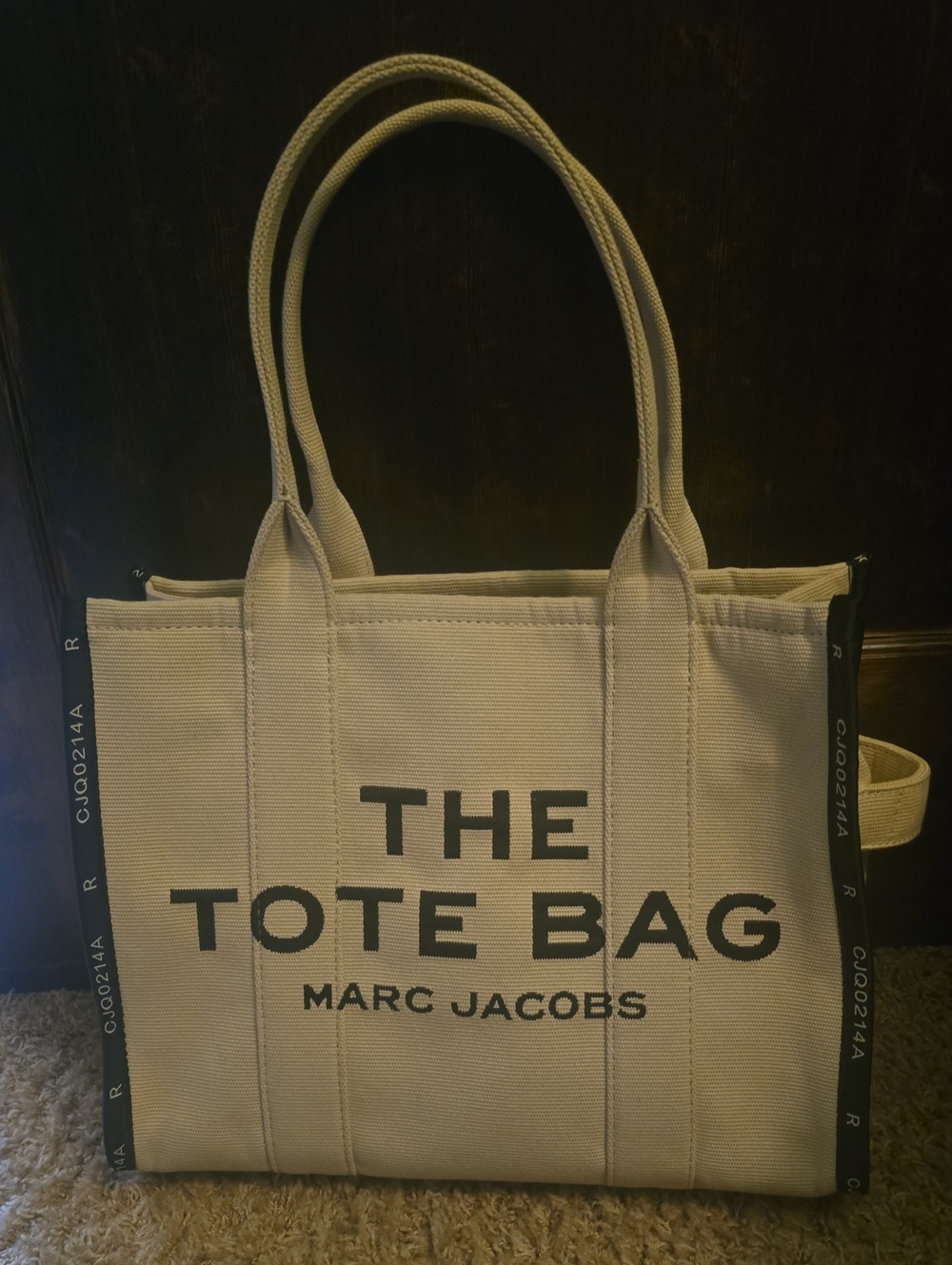 Marc Jacobs Beige Canvas 'The Tote Bag' with Black Logo
